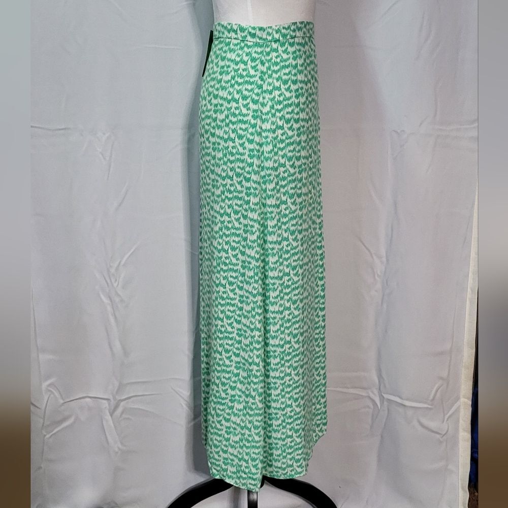 H&M Women's NWT Green Printed High Slit Midi High Waisted Skirt Size 14 - Picture 5 of 12